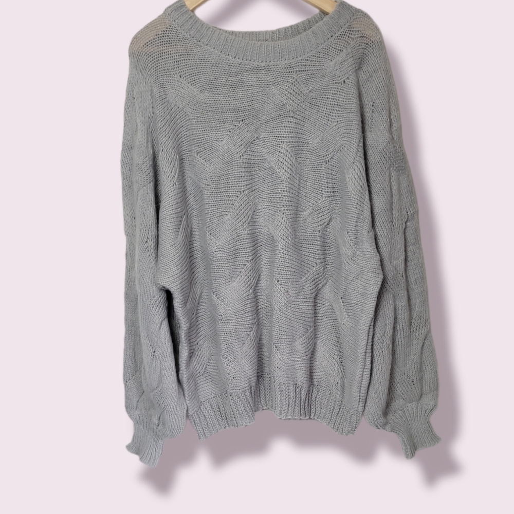 Classic Cross Loose Fit Lightweight Knit Gray Sweater - Picture 6 of 6